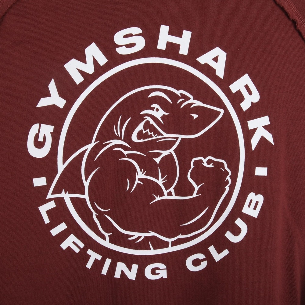Gymshark Legacy Hoodie Mens M Cherry Brown Lifting Club Shark Graphic Fleece - Picture 3 of 12